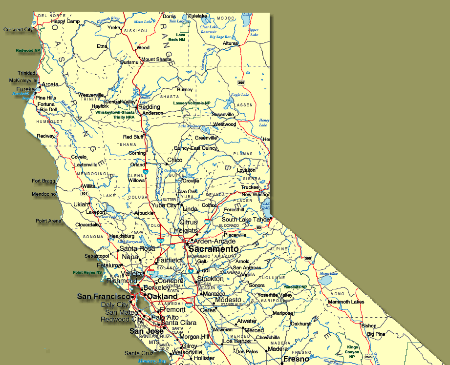 no california map with cities