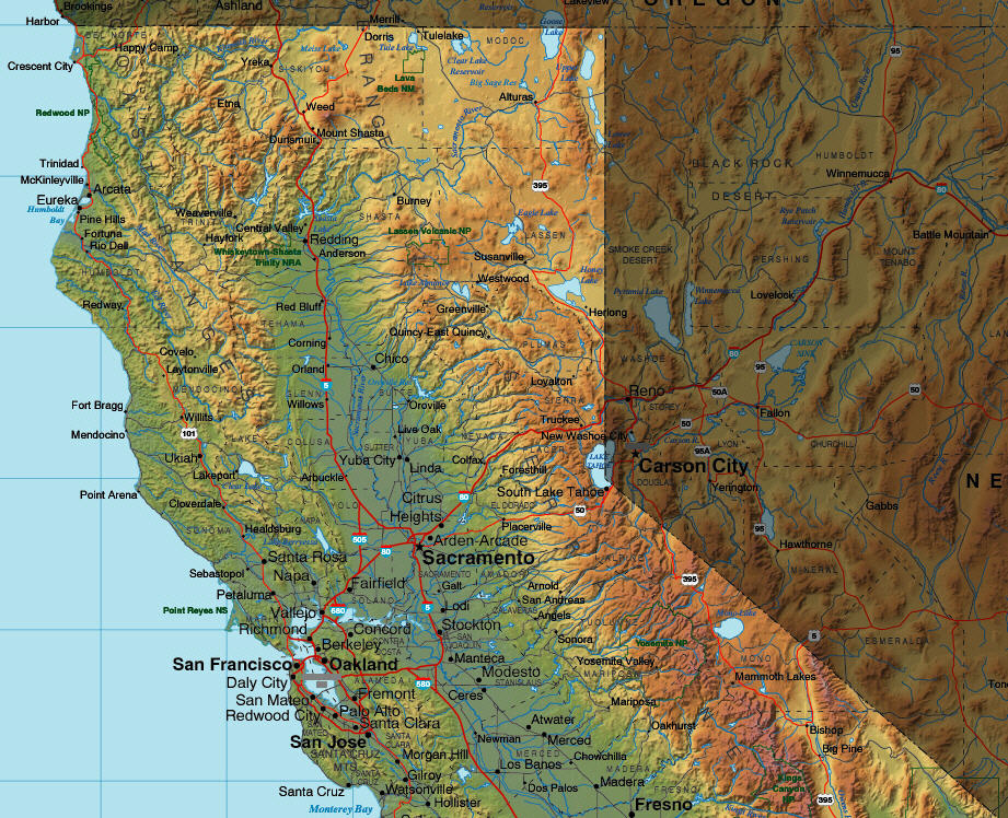 no california map with cities